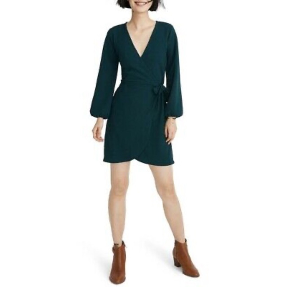 Madewell Faux Wrap Dress Summer Green